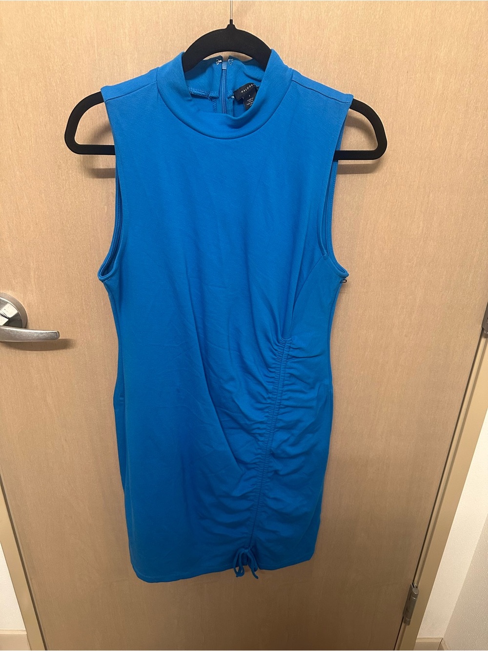 Halogen Size Large Sleeveless Blue Ruched Drawstring Dress
